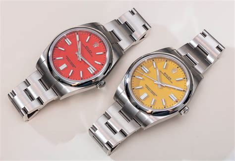 rolex red yellow orange color watch|Rolex oyster dial colors.